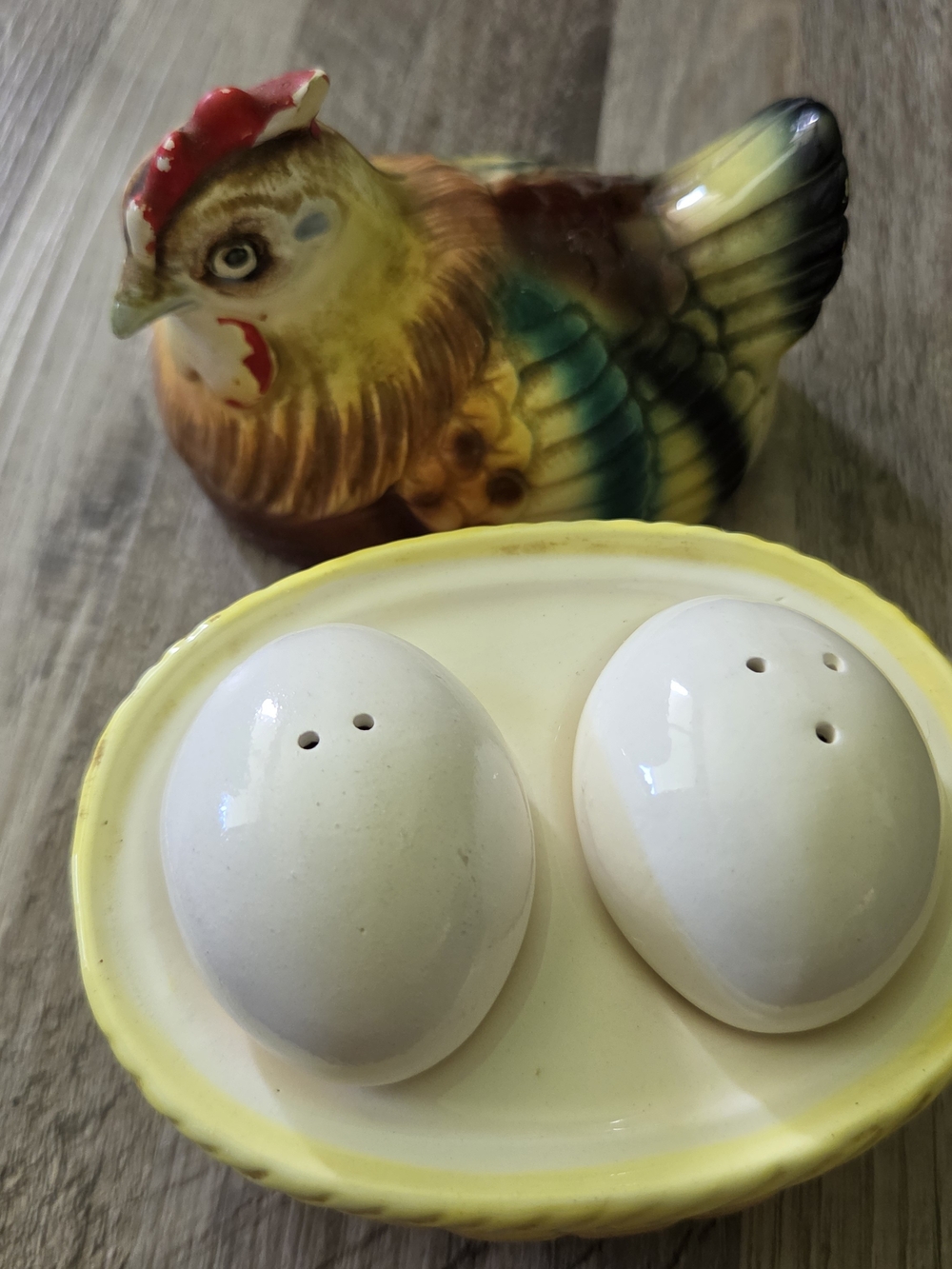 Japan Chicken Hen Egg Salt Pepper Shaker Set Ceramic Farmhouse Kitchen Vintage - Picture 6 of 16